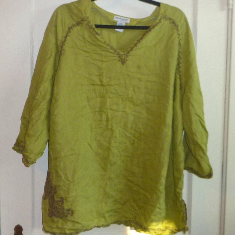 Alexandra Bartlett Linen Blouse 3/4 Sleeve